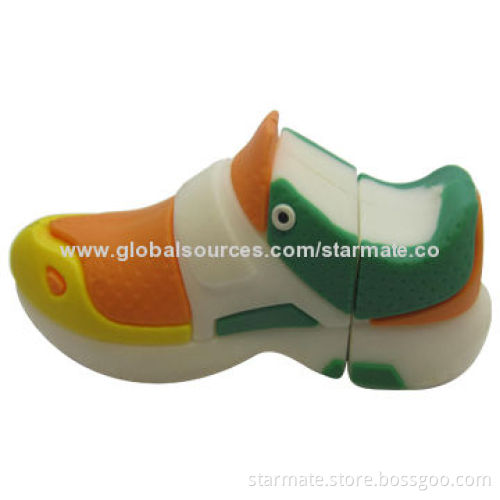 Sports Shoe USB Flash Drive with 128MB-32GB Capacity, Made of High-impact PVC